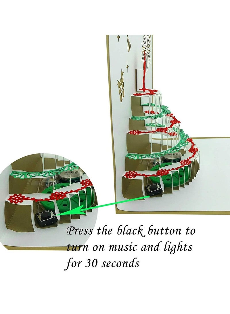 بطاقة عيد ميلاد ثلاثية الأبعاد ، تشغيل الموسيقى ، بطاقة كعكة عيد ميلاد مصباح LED الدافئ ، بطاقة تهنئة عيد ميلاد بطاقة الموسيقى لأمي ، زوجة وأخت الصبي والفتاة والأصدقاء - Image 4